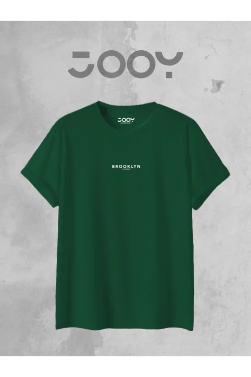 Brooklyn JC Baskılı Geniş Kalıp Oversize Yeşil T-Shirt