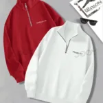 Brooklyn JC Yarım Fermuarlı Sweatshirt Kırmızı - Beyaz 2'li Kampanya Set - XL-alttext1