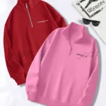 Brooklyn JC Yarım Fermuarlı Sweatshirt Kırmızı - Pembe 2'li Kampanya Set - L-alttext1