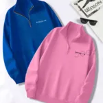 Brooklyn JC Yarım Fermuarlı Sweatshirt Saks Mavi - Pembe 2'li Kampanya Set - L-alttext1