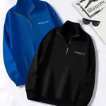 Brooklyn JC Yarım Fermuarlı Sweatshirt Siyah - Saks Mavi 2'li Kampanya Set - L-alttext1