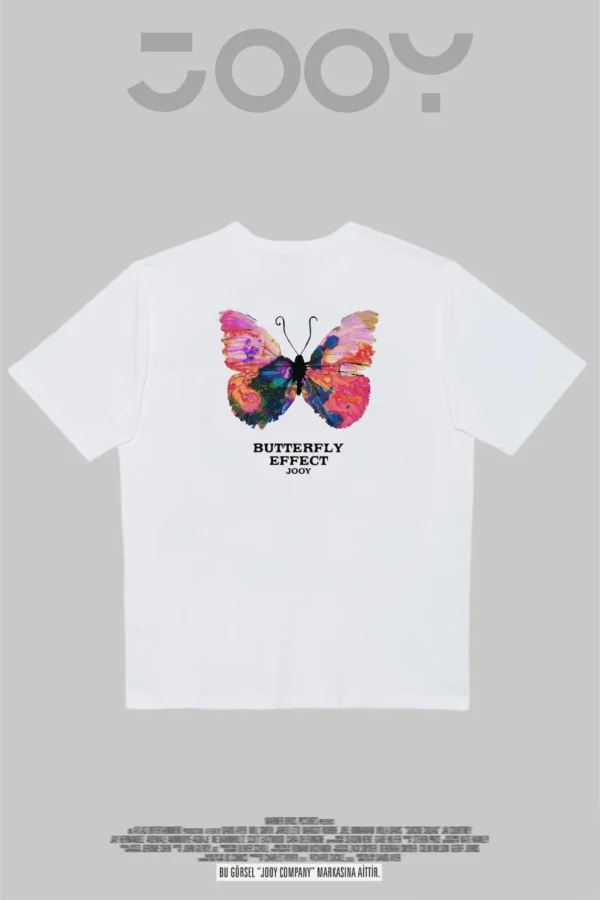 Butterfly Effect Kelebek Baskılı Beyaz Oversize Tshirt - XL-alttext3