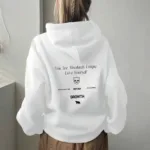 Calm Growth Beyaz Kadın Kapüşonlu Sweatshirt Hoodie - L-alttext1