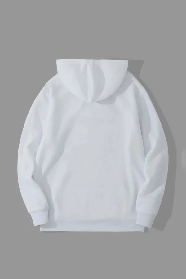 Cepteki Kedi Baskılı Beyaz Kapüşonlu Sweatshirt Hoodie - M-alttext2