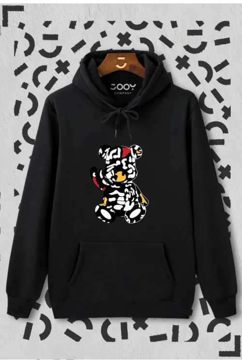 Color Bear Baskılı Kapüşonlu Sweatshirt