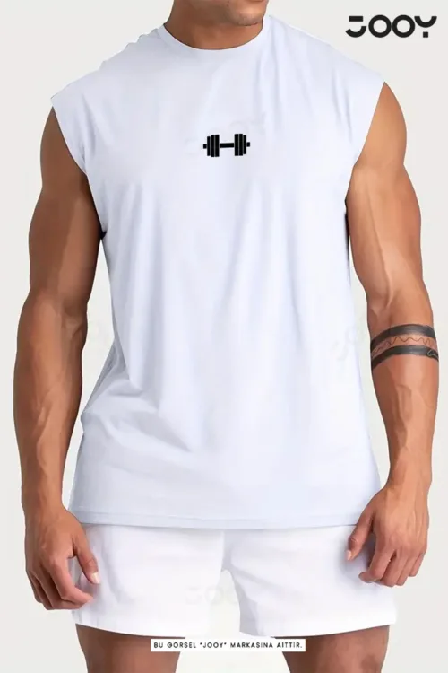 Dambıl – Halter Baskılı Antrenman Sporcu Atleti Oversize Kolsuz T-Shirt