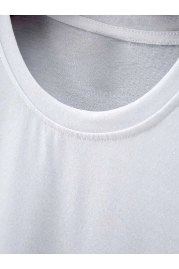 Dört Şerit Baskılı Slim Fit Oval Kesim T-Shirt - M-alttext3