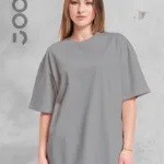 Duman Gri Bisiklet Yaka Oversize Boyfriend Basic Tshirt - M-alttext1