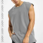 Duman Gri Erkek Pamuklu Antrenman Sporcu Atleti Oversize Kolsuz T-Shirt - M-alttext1