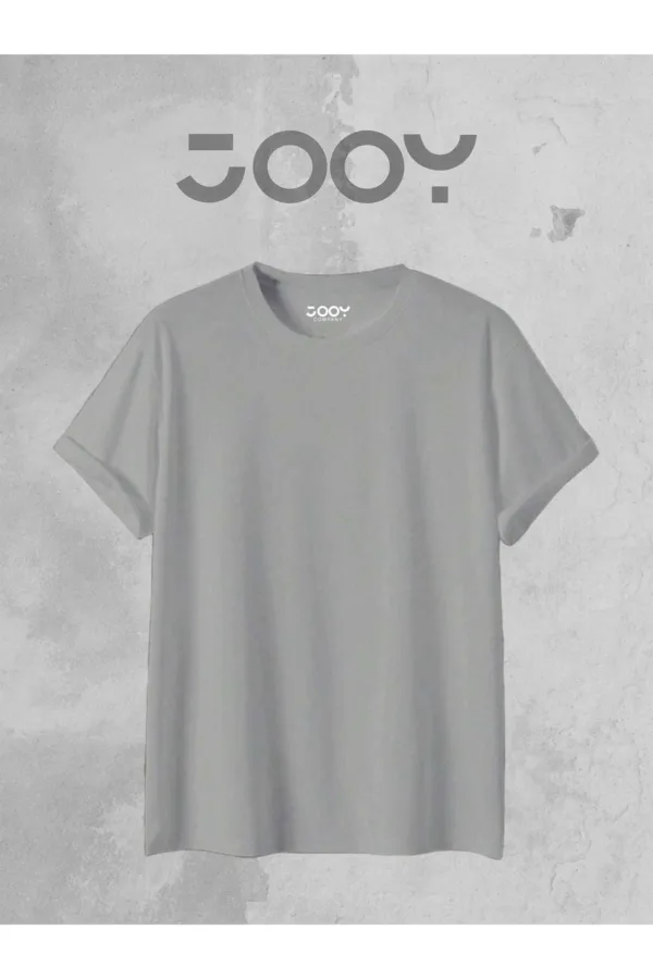Duman Gri Oversize Geniş Kalıp Düz Baskısız Basic Tshirt - L-alttext2