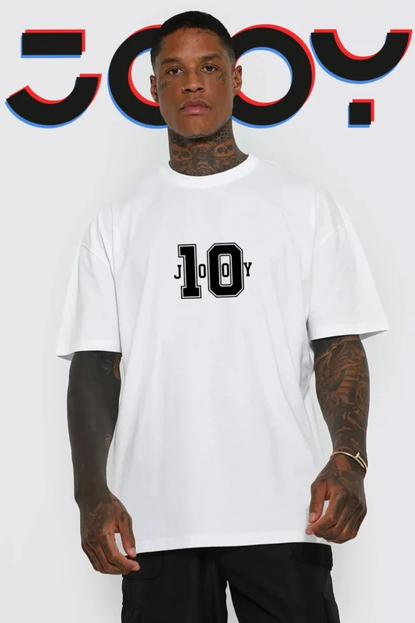 Erkek 10 Numara Tasarım Beyaz Oversize Tshirt - L-alttext2