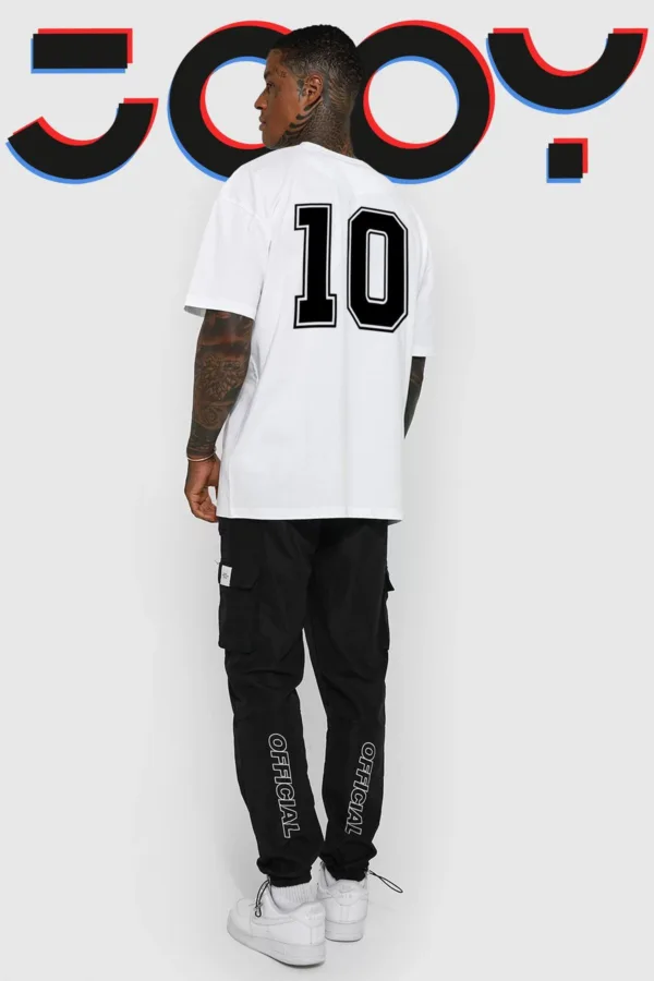 Erkek 10 Numara Tasarım Beyaz Oversize Tshirt - L-alttext1