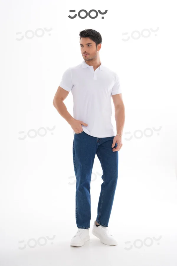 Erkek %100 Pamuk Beyaz Polo Yaka T-Shirt - S-alttext3