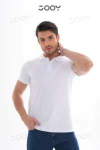 Erkek %100 Pamuk Beyaz Polo Yaka T-Shirt-alttext1