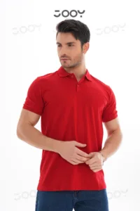 Erkek %100 Pamuk Kırmızı Polo Yaka T-Shirt-alttext1