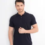 Erkek %100 Pamuk Lacivert Polo Yaka T-Shirt - L-alttext1