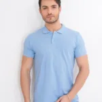 Erkek %100 Pamuk Mavi Polo Yaka T-Shirt - L-alttext1