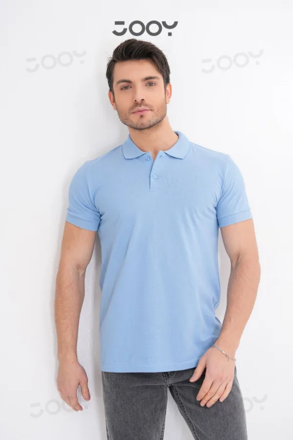Erkek %100 Pamuk Mavi Polo Yaka T-Shirt - L-alttext3