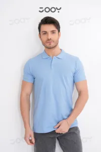 Erkek %100 Pamuk Mavi Polo Yaka T-Shirt-alttext1