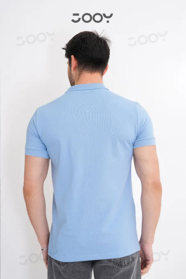 Erkek %100 Pamuk Mavi Polo Yaka T-Shirt - L-alttext6