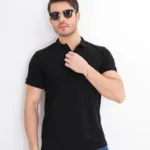 Erkek %100 Pamuk Siyah Polo Yaka T-Shirt - XL-alttext1