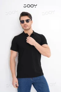 Erkek %100 Pamuk Siyah Polo Yaka T-Shirt-alttext1