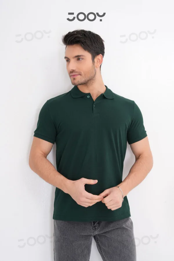 Erkek %100 Pamuk Yeşil Polo Yaka T-Shirt - M-alttext1