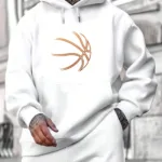 Erkek Basketbol Topu Tasarım Kapüşonlu Sweatshirt - L-alttext1