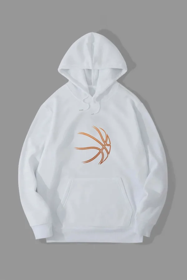 Erkek Basketbol Topu Tasarım Kapüşonlu Sweatshirt - L-alttext3