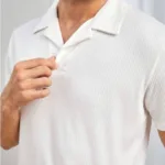 Erkek Beyaz Fitilli Polo Yaka Triko T-Shirt - L-alttext1