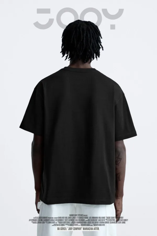 Erkek Düz Siyah Oversize Tshirt - M-alttext2