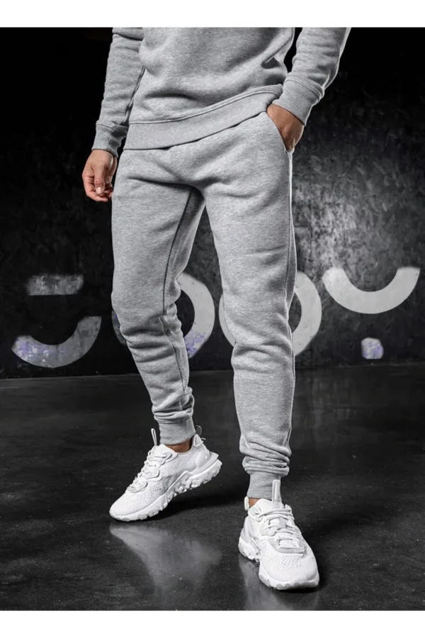 Erkek Gri Penye Slim Fit Eşofman Altı - XL-alttext1