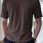 Erkek Kahverengi Fitilli Bisiklet Yaka Triko T-Shirt - XL-alttext1