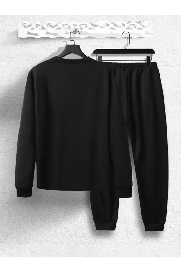 Erkek Siyah Bisiklet Yaka Sweatshirt Siyah Eşofman Altı Takım - M-alttext2