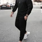 Erkek Siyah Bisiklet Yaka Sweatshirt Siyah Eşofman Altı Takım - M-alttext1