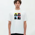Four Monkey Baskılı Beyaz Oversize Tshirt - S-alttext1