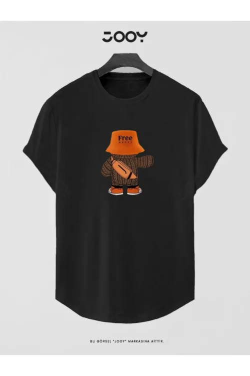 Free Happy Ayıcık Baskılı Slim Fit Oval Kesim T-Shirt