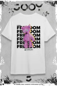 Freedom Tasarım Beyaz Oversize Tshirt-alttext1