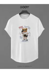 Galaxy Bear Baskılı Slim Fit Oval Kesim T-Shirt-alttext1