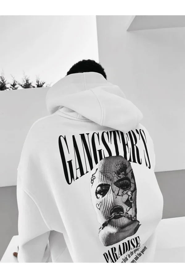 Gangster’s Paradise Baskılı Beyaz Kapüşonlu Sweatshirt - S-alttext3