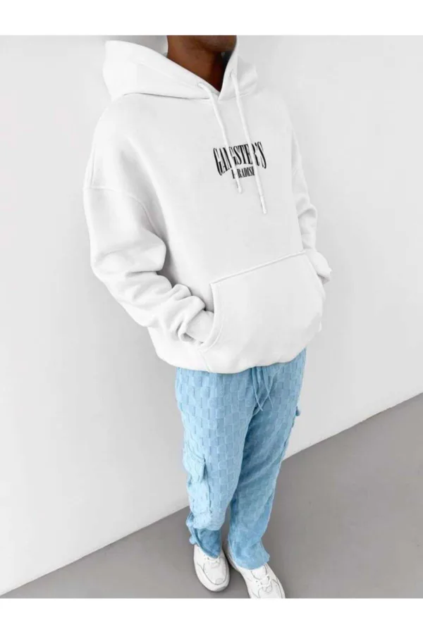 Gangster’s Paradise Baskılı Beyaz Kapüşonlu Sweatshirt - S-alttext4