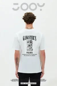 Gangster’s Paradise Baskılı Beyaz Oversize Tshirt-alttext1