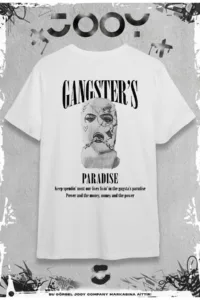 Gangster’s Paradise Baskılı Beyaz Oversize Tshirt-alttext1