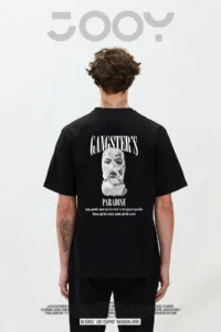 Gangster’s Paradise Baskılı Siyah Oversize Tshirt-alttext1