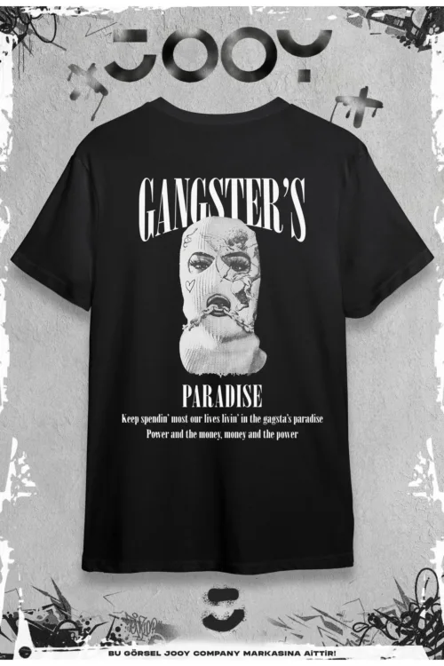 Gangster’s Paradise Baskılı Siyah Oversize Tshirt