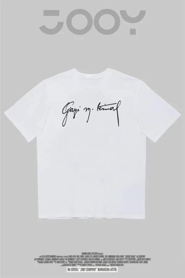 Gazi M.kemal Atatürk İmza Baskılı Beyaz Oversize Tshirt - M-alttext1