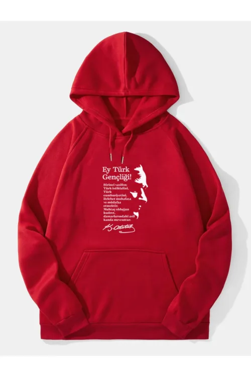 Gençliğe Hitabe Atatürk Tasarım Kapüşonlu Sweatshirt