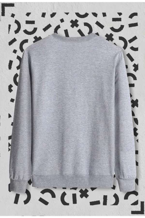 Gri Düz Basic Bisiklet Yaka Sweatshirt - M-alttext2