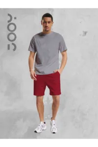 Gri Oversize Tshirt - Bordo Penye Şort Takım-alttext1