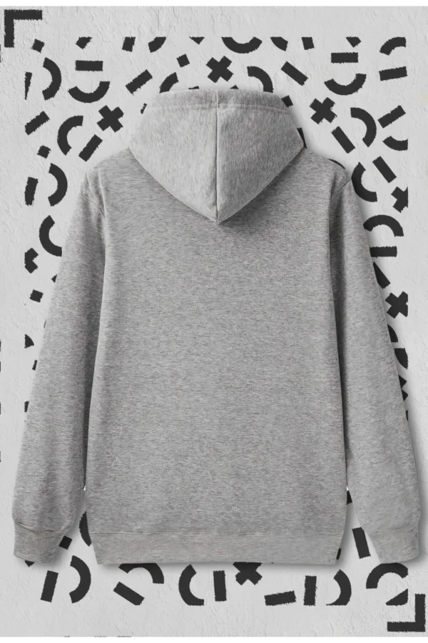 Gri Unisex Atatürk Imza Baskılı Kapüşonlu Sweatshirt Hoodie - XL-alttext2